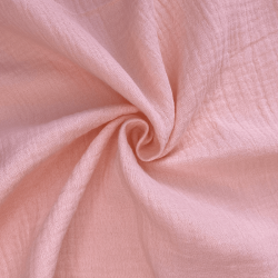 Ткань Муслин Жатый, цвет Нежно-Розовый (на отрез)  в Михайловске