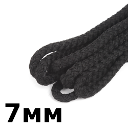 Шнур с сердечником 7мм, цвет Чёрный (плетено-вязанный, плотный)  в Михайловске